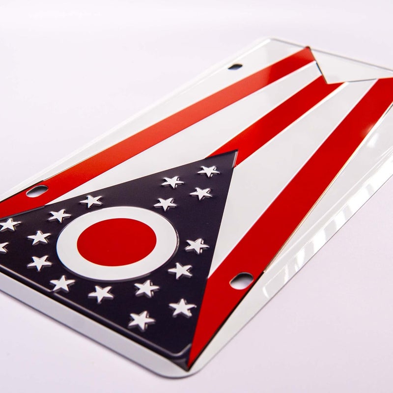Pickwicks Ohio State Flag License Plate – Embossed Aluminum – Buckeye State Pride – Decorative Car Tag – 6”x12” Novelty Metal Sign (Ohio) - Image 2
